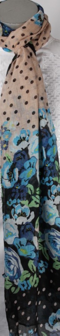 Printed  scarf floral blue Style:SC/4296/BLU image 0